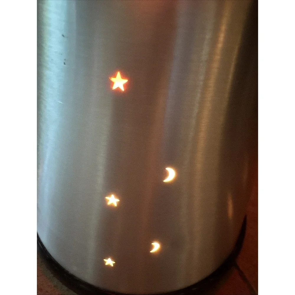 Vintage Moon and Stars Glitter Lava Lamp Orange/Red  Silver Base